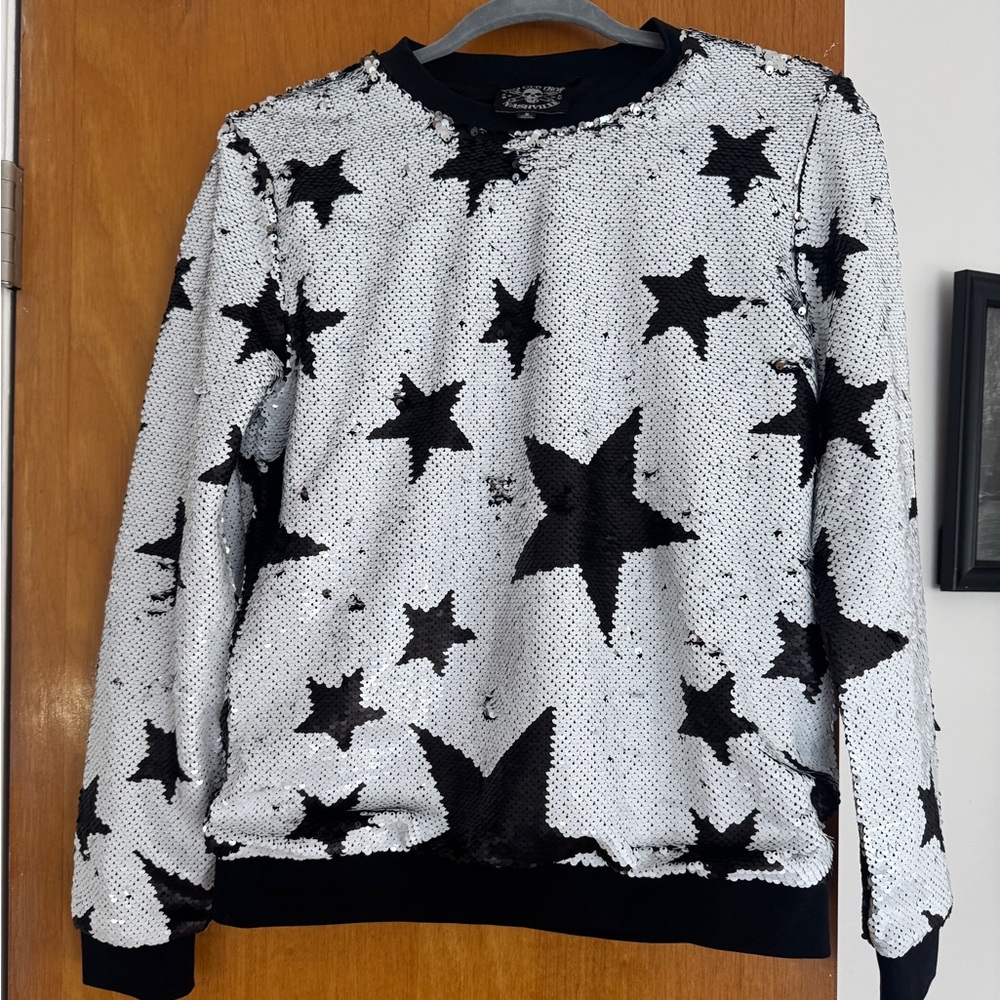 Sequin Star Pattern Sweater - image 3